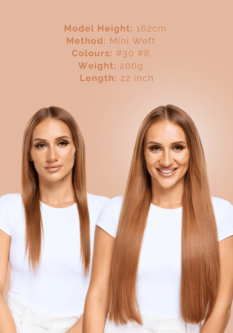 Before and After 22 Inch Copper Hair Extensions