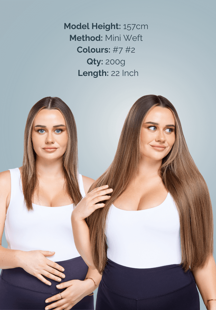 Before and after 22 inch brunette hair extensions